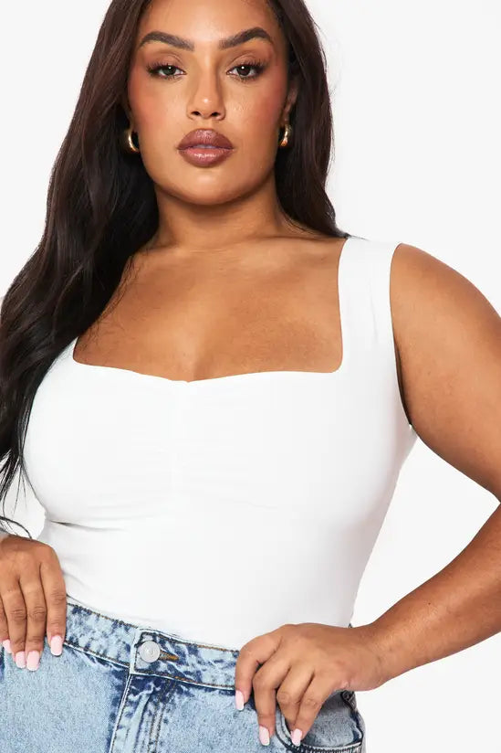 boohoo Plus Double Layer Ruched Front Bodysuit