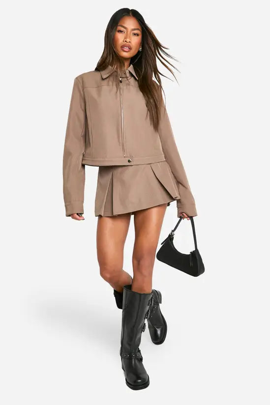 boohoo Tailored Pleated Mini Skirt