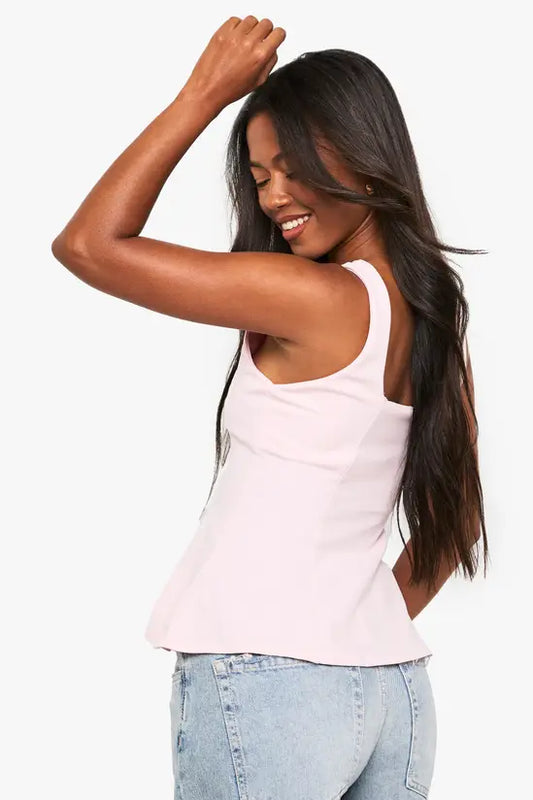 boohoo Scoop Neck Peplum Top