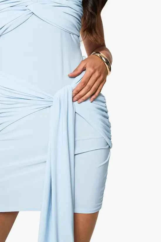 boohoo Ruched Twist Detail Racer Neck Mini Dress