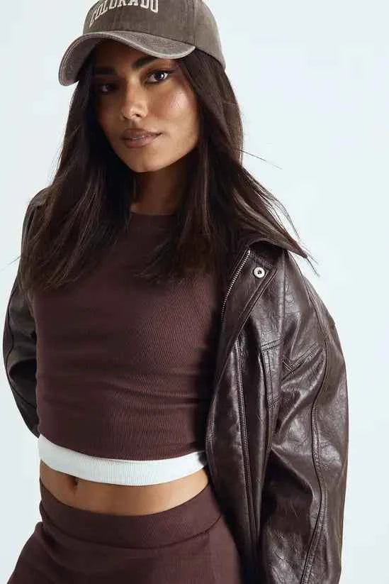 Boohoo - Basic Rib Short Sleeve Fitted Top