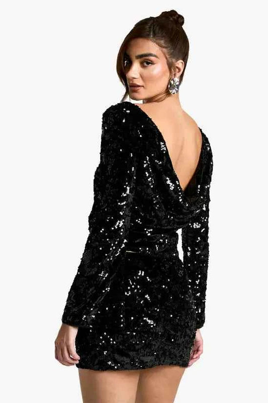 boohoo Velvet Sequin Mini Skirt