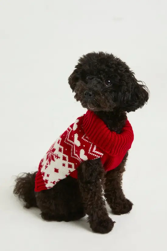 boohoo Heart Fairisle Christmas Dog Jumper