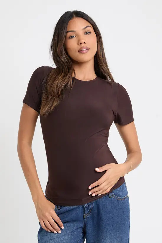 boohoo Maternity Soft Touch Crew Neck T-shirt
