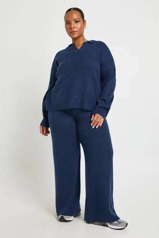 boohoo Plus Collar Knitted Top