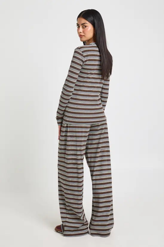 boohoo Stripe Rib Button Trouser
