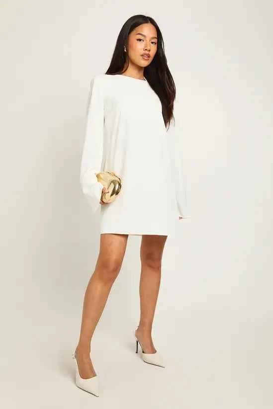 Boohoo Petite Bow Detail Open Back Mini Dress