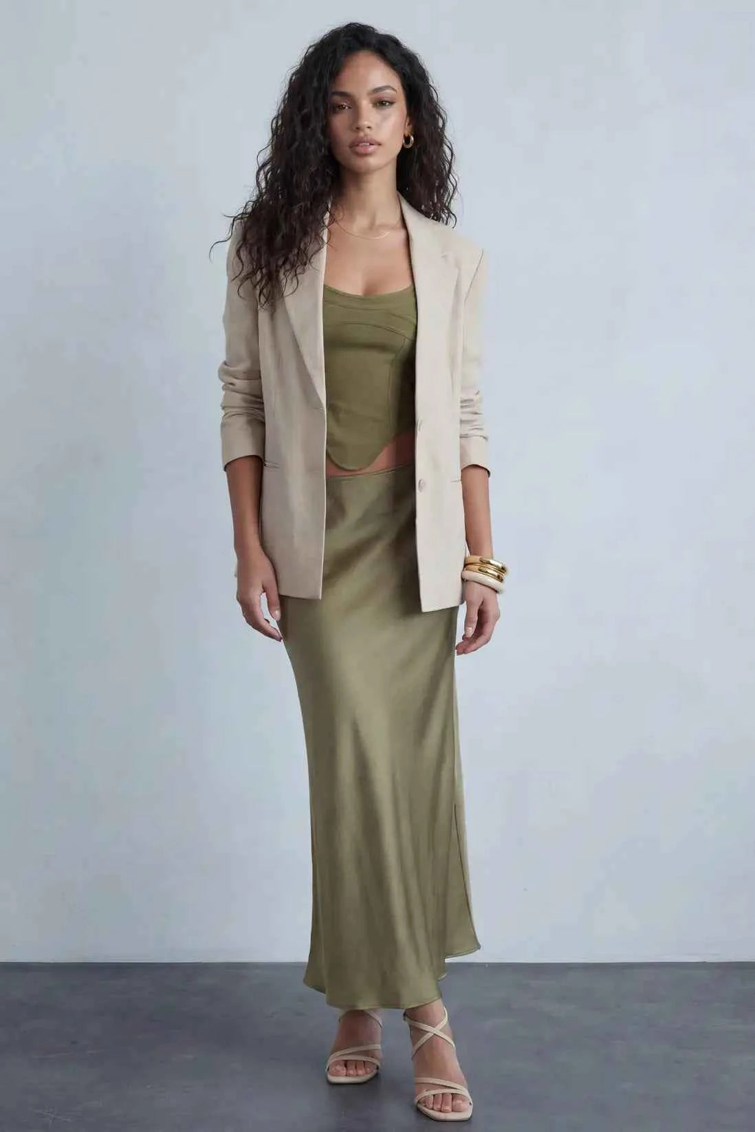 boohoo Satin Maxi Skirt