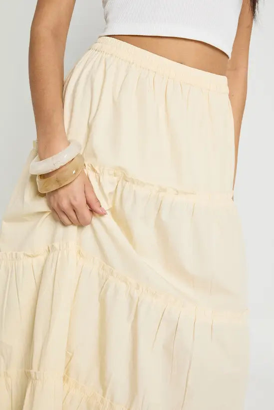 Boohoo Tiered Cotton Poplin Maxi Skirt
