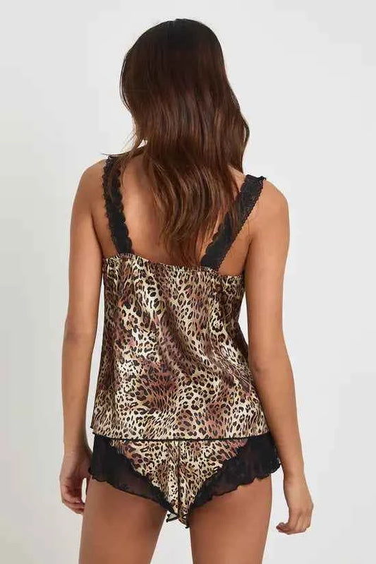 boohoo Leopard Print Satin Lace Insert Cami