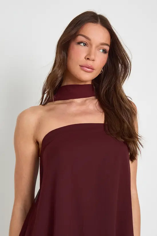 boohoo Scarf Detail Trapeze Mini Dress