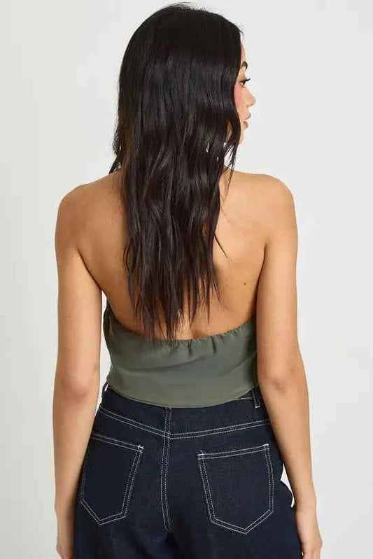 boohoo Cowl Neck Trim Halter Top