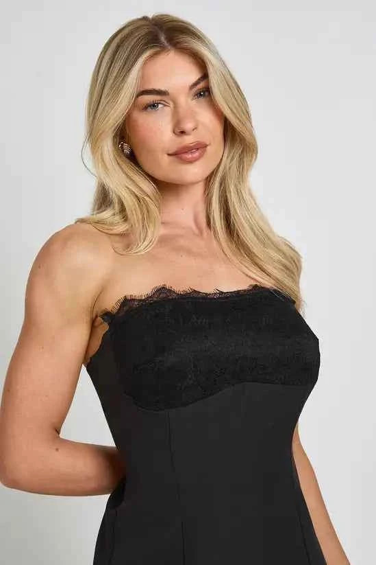 boohoo Lace Seam Detail Bandeau Mini Dress