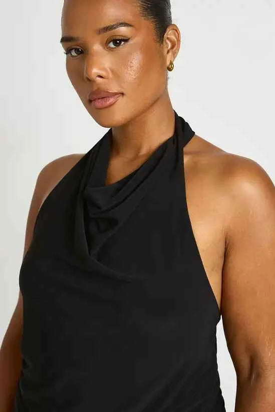 boohoo Plus Twist Cowl Neck Top