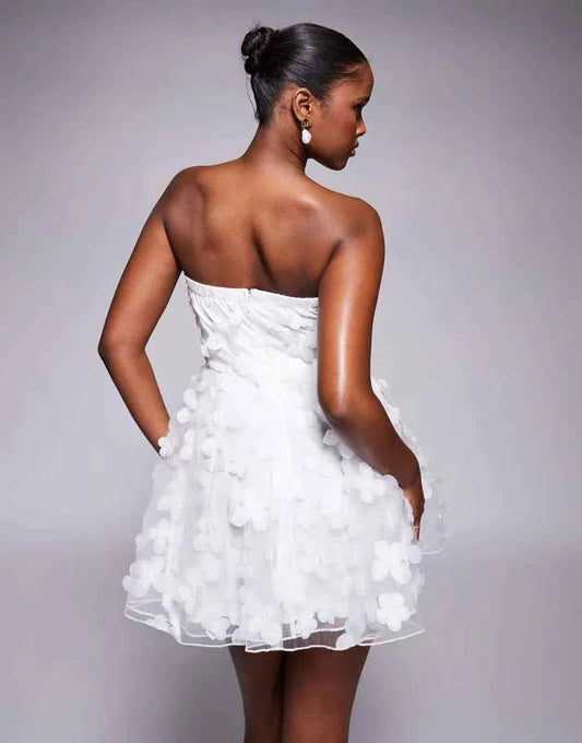 Jaded Rose 3D floral corset mini dress in white