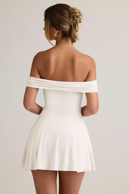 Ohpolly Modal Off-Shoulder A-Line Mini Dress in White