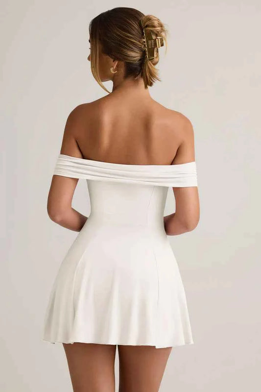 Ohpolly - Modal Off-Shoulder A-Line Mini Dress in White