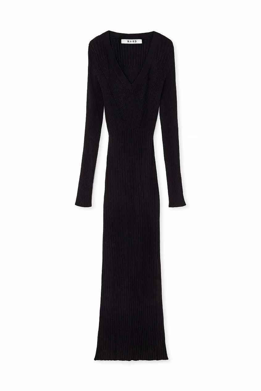Na-kd Knitted V-Neck Midi Dress