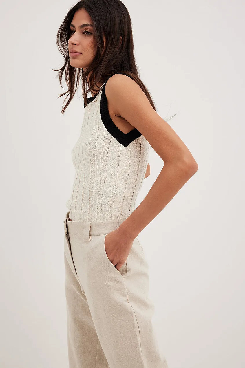 Knitted tube top - Offwhite - Women - Gina Tricot
