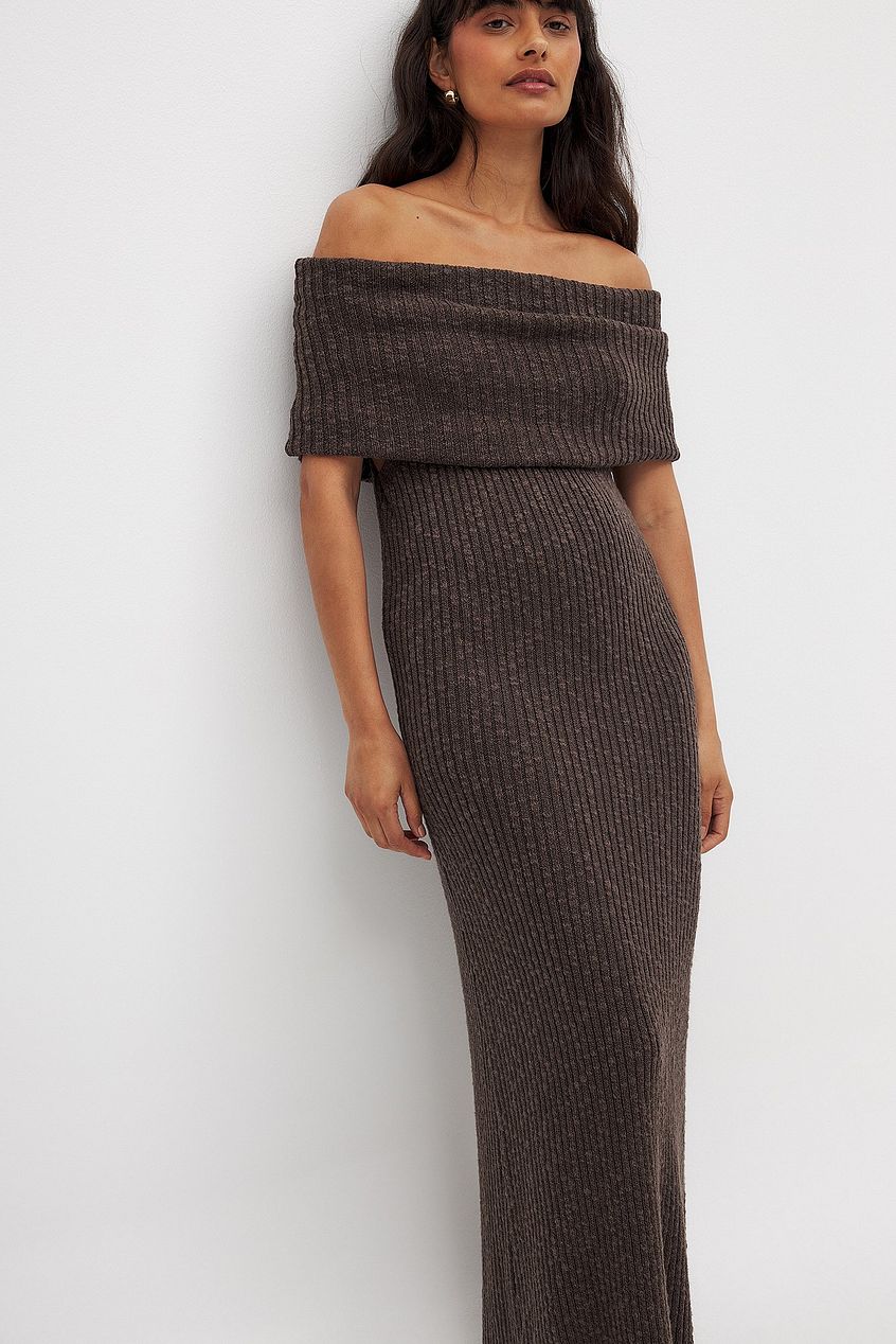 Knitted Off Shoulder Maxi Dress