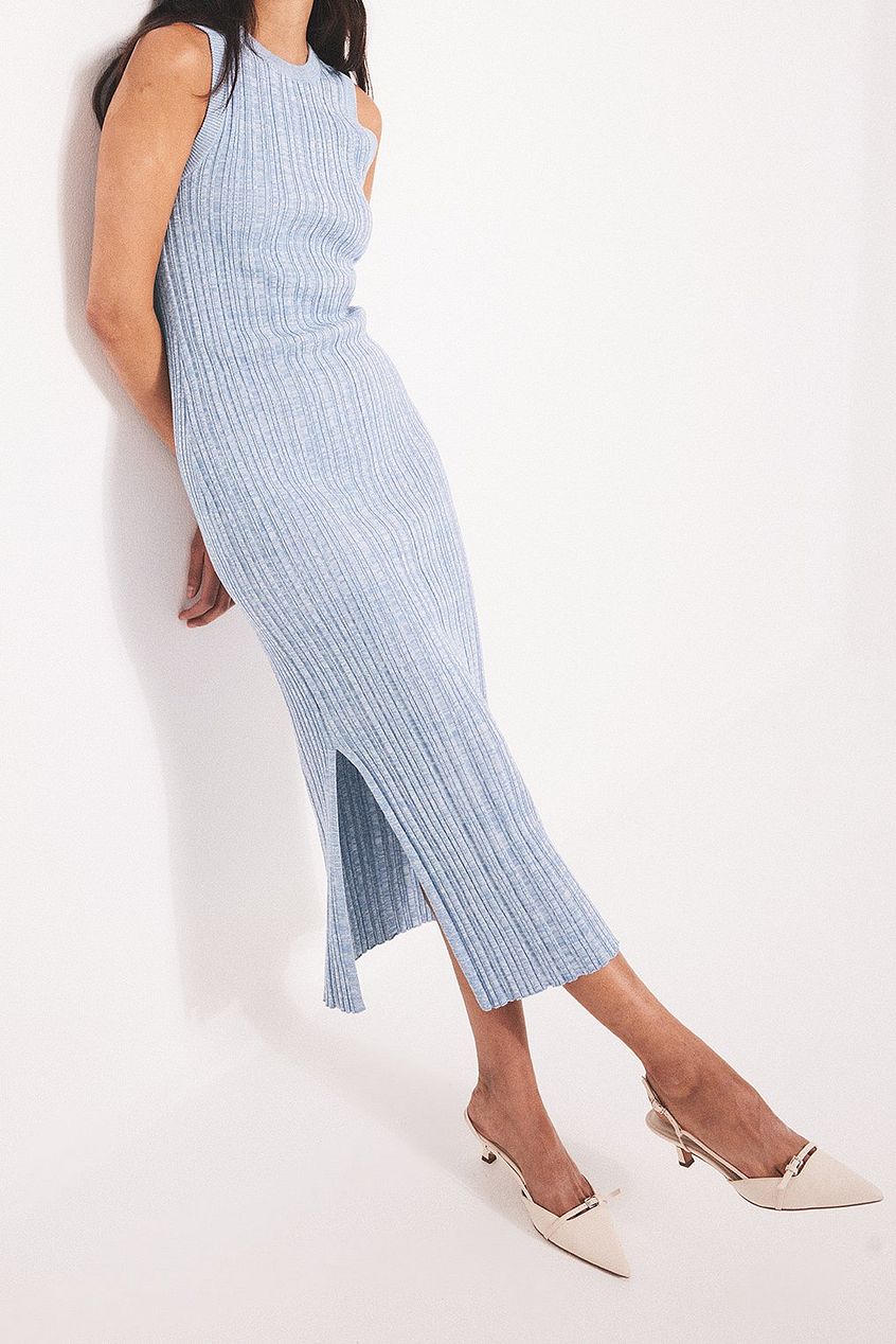 Knitted Ribbed Sleeveless Midi Dress