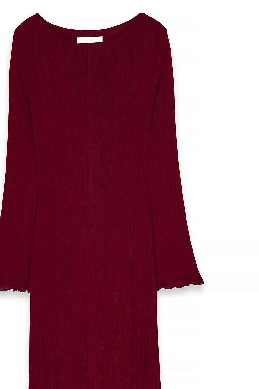 Na-kd Knitted Round Neck Frill Maxi Dress