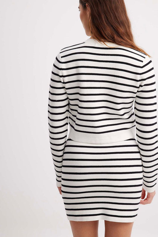 Knitted Striped Mini Skirt