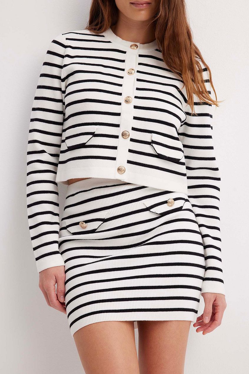 Knitted Striped Mini Skirt