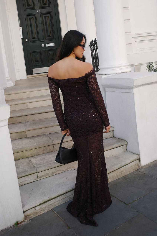 Na-kd Lace Sequin Maxi dress