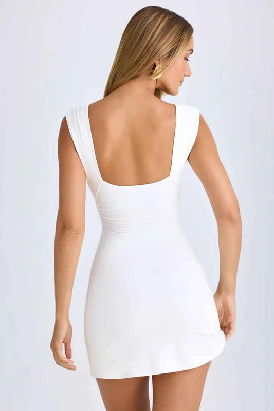 Ohpolly - Leya Modal Sweetheart-Neck A-Line Mini Dress in White
