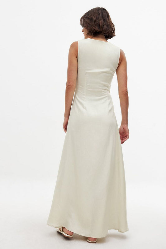 Na-kd Linen Blend Cut Out Maxi Dress