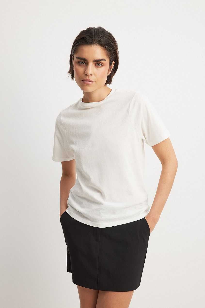 Linen Blend Round Neck T-shirt