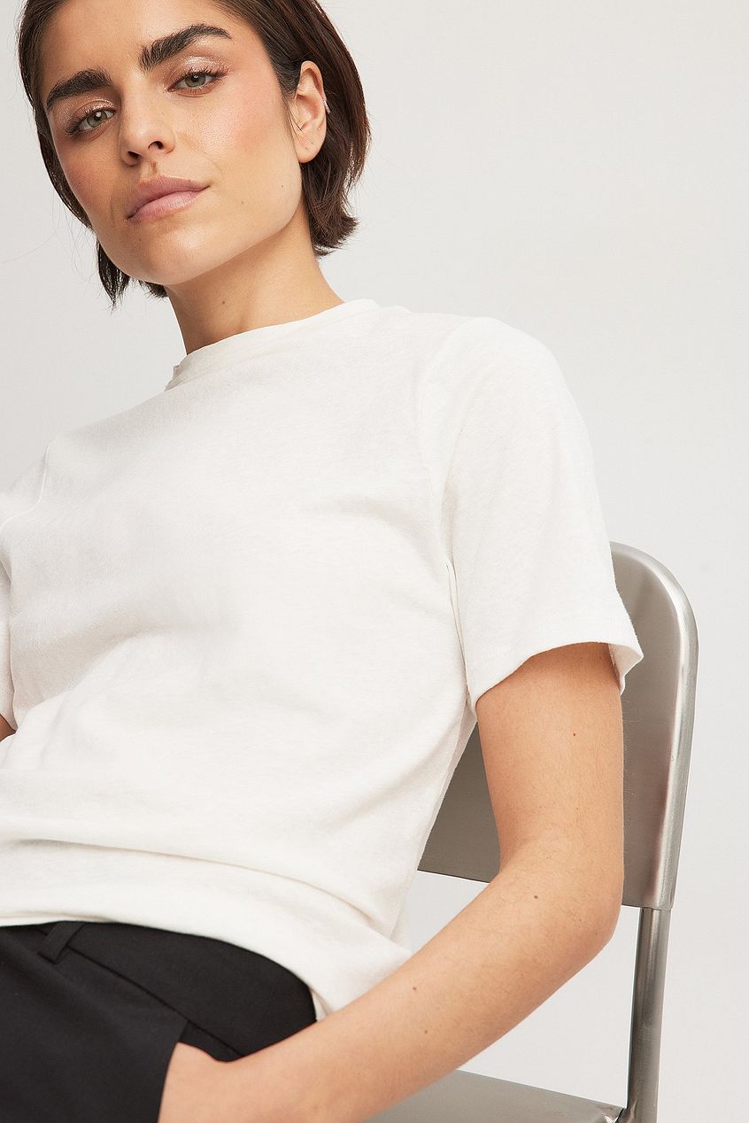 Linen Blend Round Neck T-shirt