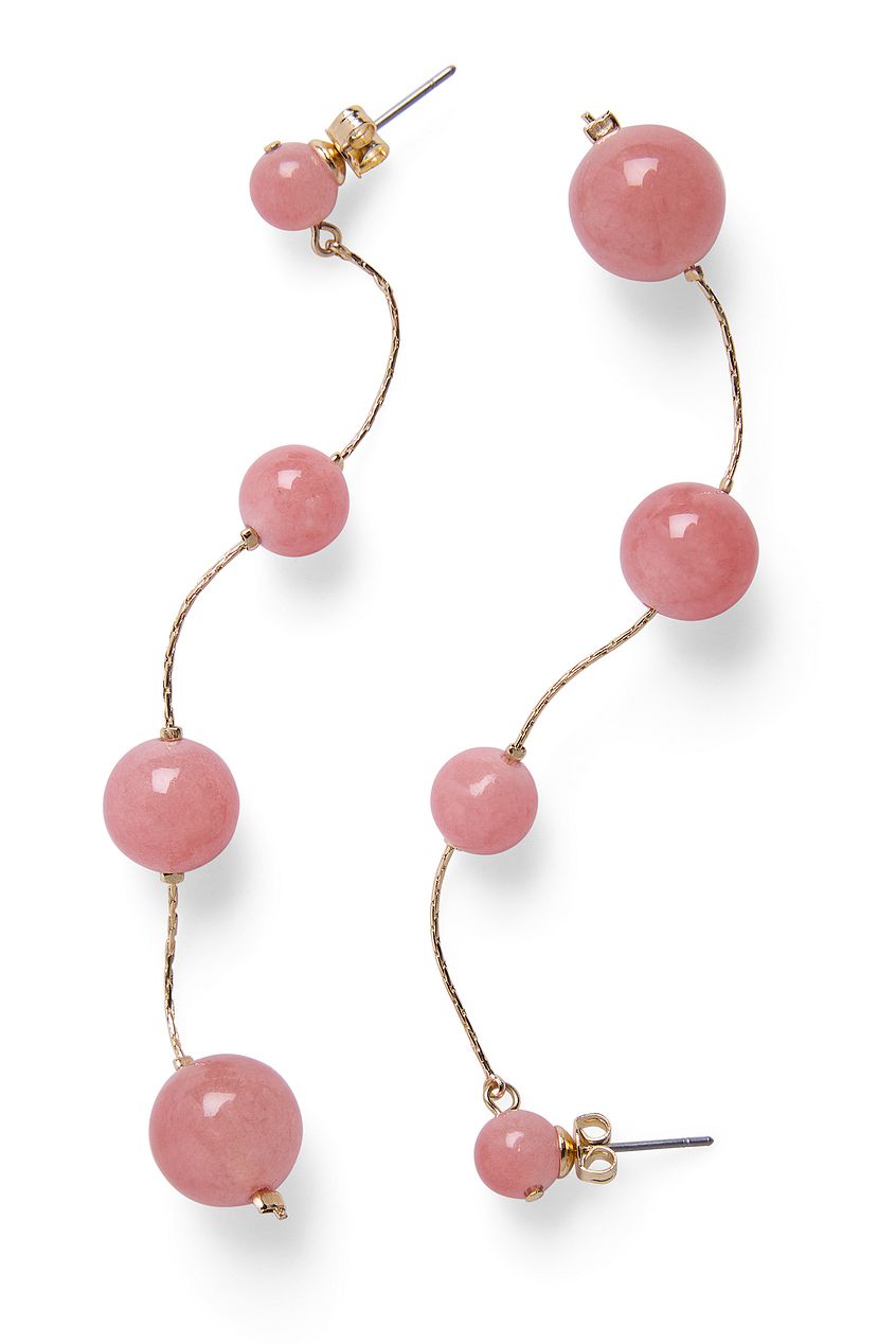 Long Colored Stone Bead Earrings