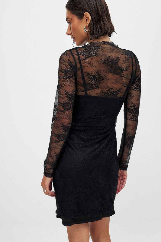 Na-kd Long Sleeve Lace Mini Dress