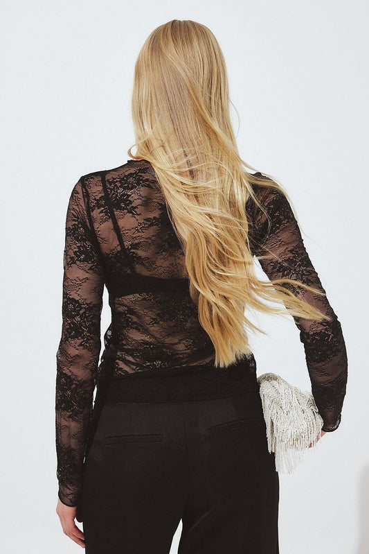 Na-kd Long Sleeve Lace Top