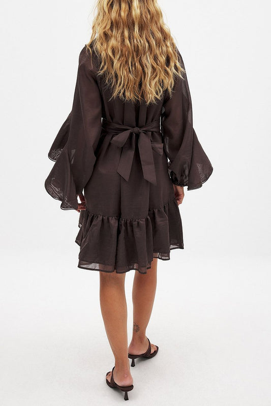 Na-kd Sleeve Ruffle Mini Dress