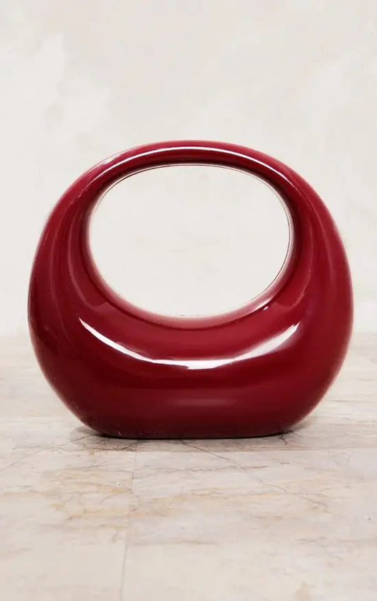 Cherry Red Hard Smooth Curve Handbag