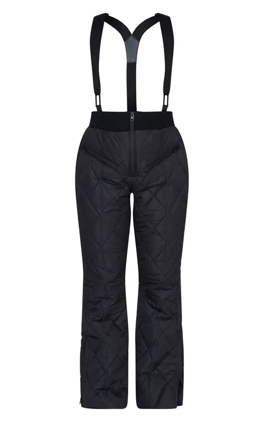 Plt- SKI Black Quilted Fit And Flare Trousers