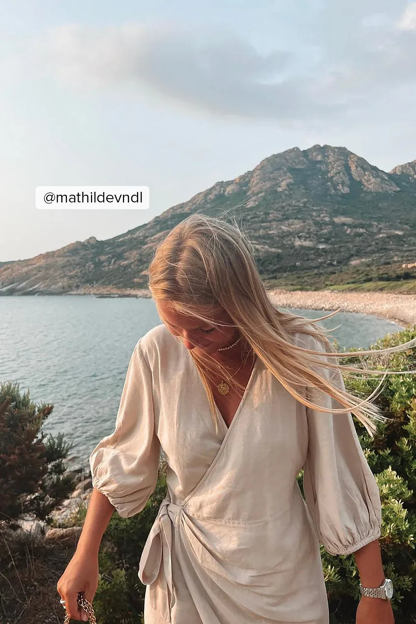 Wrapped Linen Mix Mini Dress
