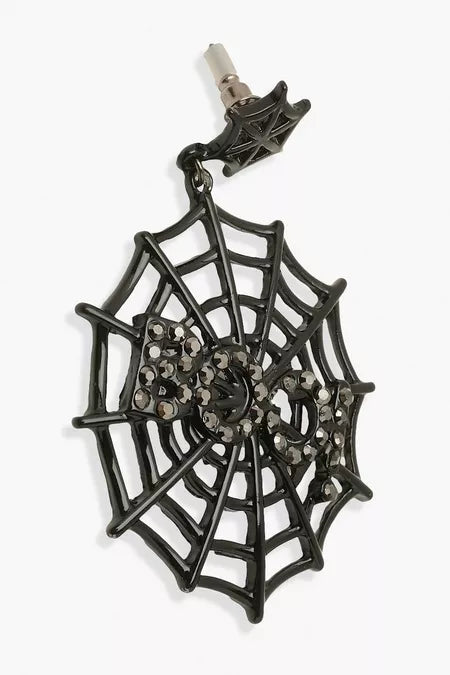 Pendientes de Halloween con tela de araña y letras Boo