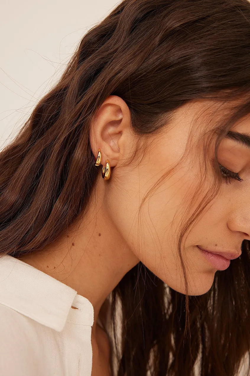 2-pack 18k Gold Plated Basic Chubby Hoops