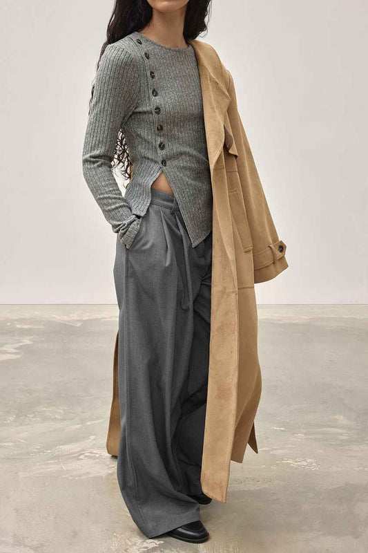 Na-kd Ribbed Button Top