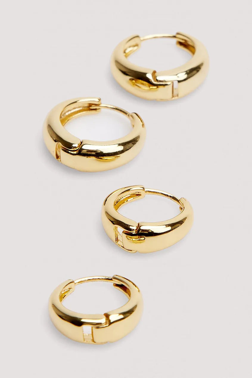 2-pack 18k Gold Plated Basic Chubby Hoops