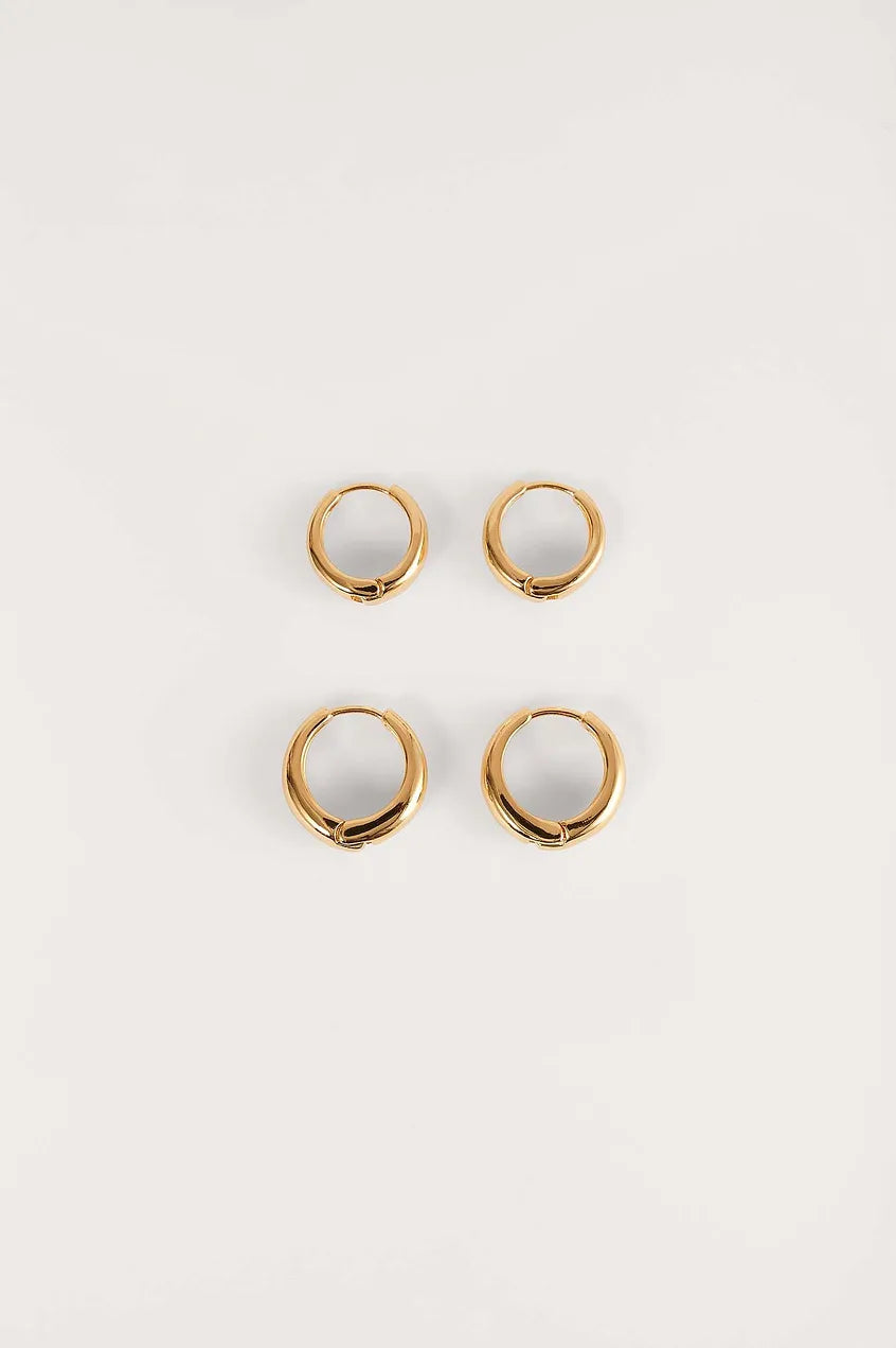 2-pack 18k Gold Plated Basic Chubby Hoops
