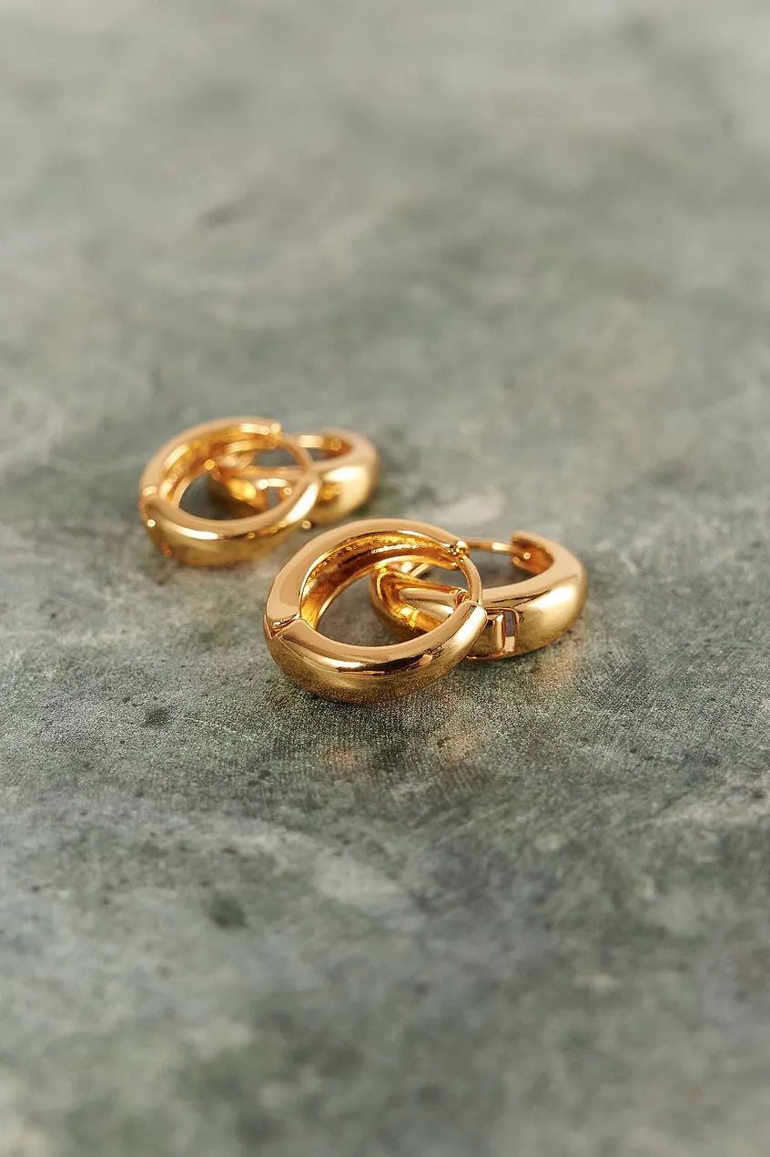 2-pack 18k Gold Plated Basic Chubby Hoops