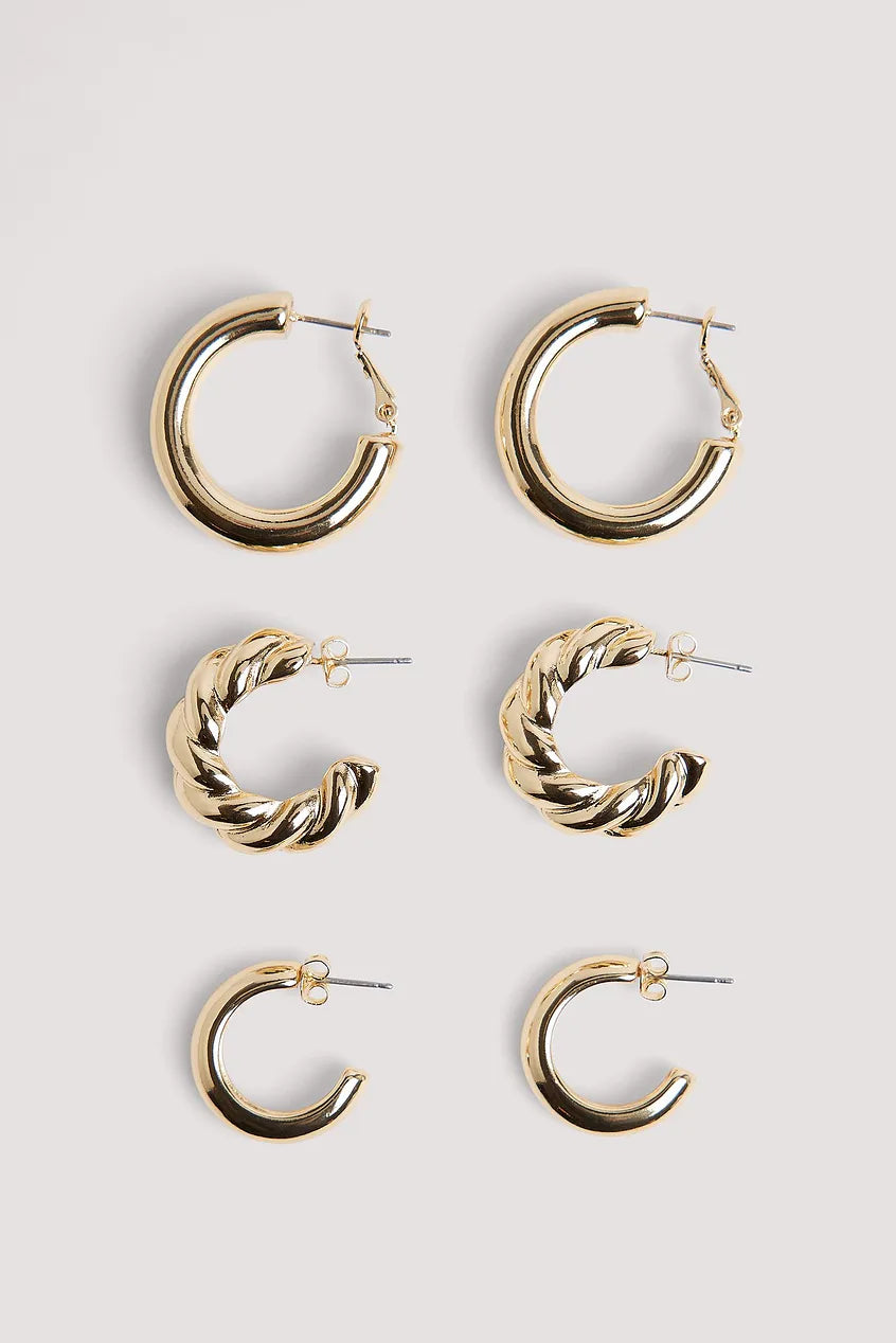 3-pack Mixed Size Hoops Gold