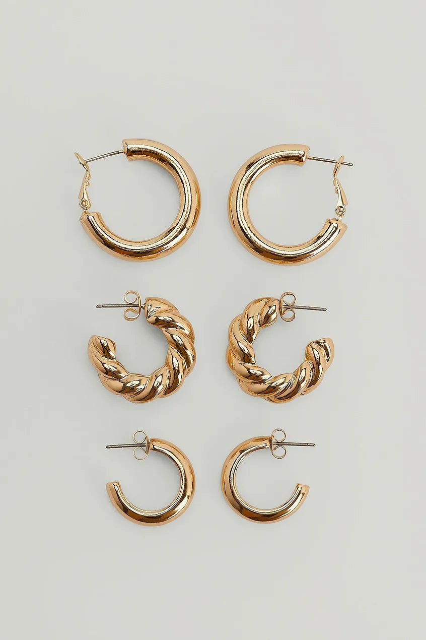 3-pack Mixed Size Hoops Gold