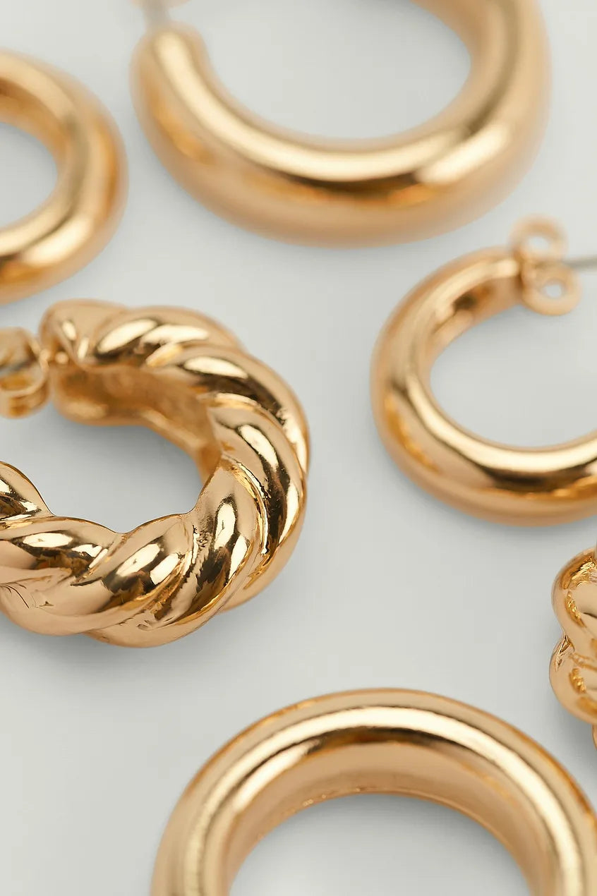 3-pack Mixed Size Hoops Gold