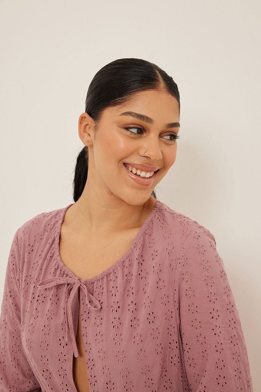 Anglaise Tie Front Mini Dress